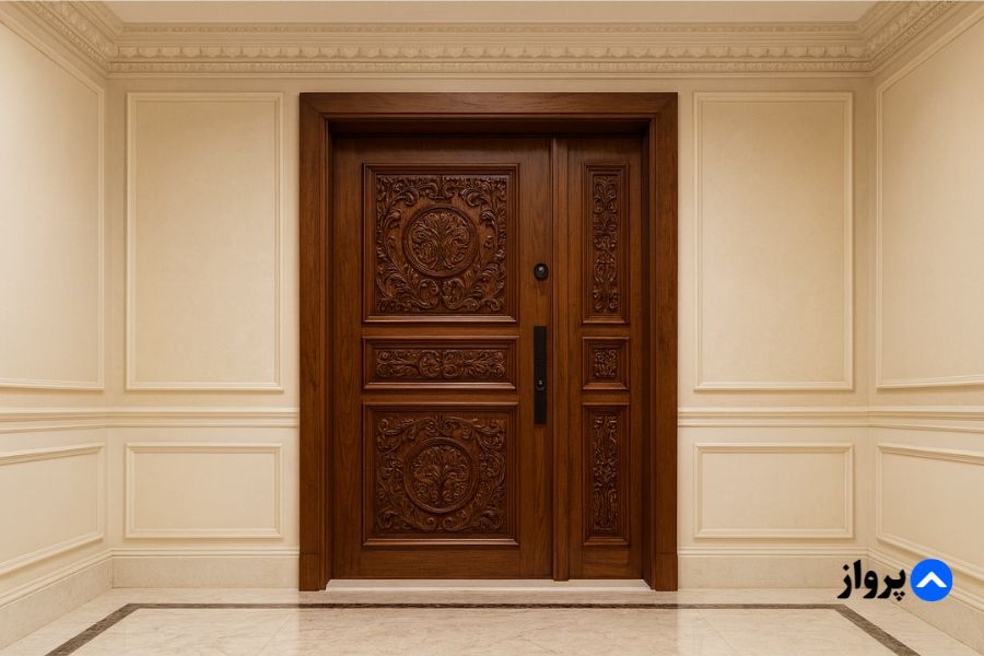 درب های ضد سرقت روکشهای گردو